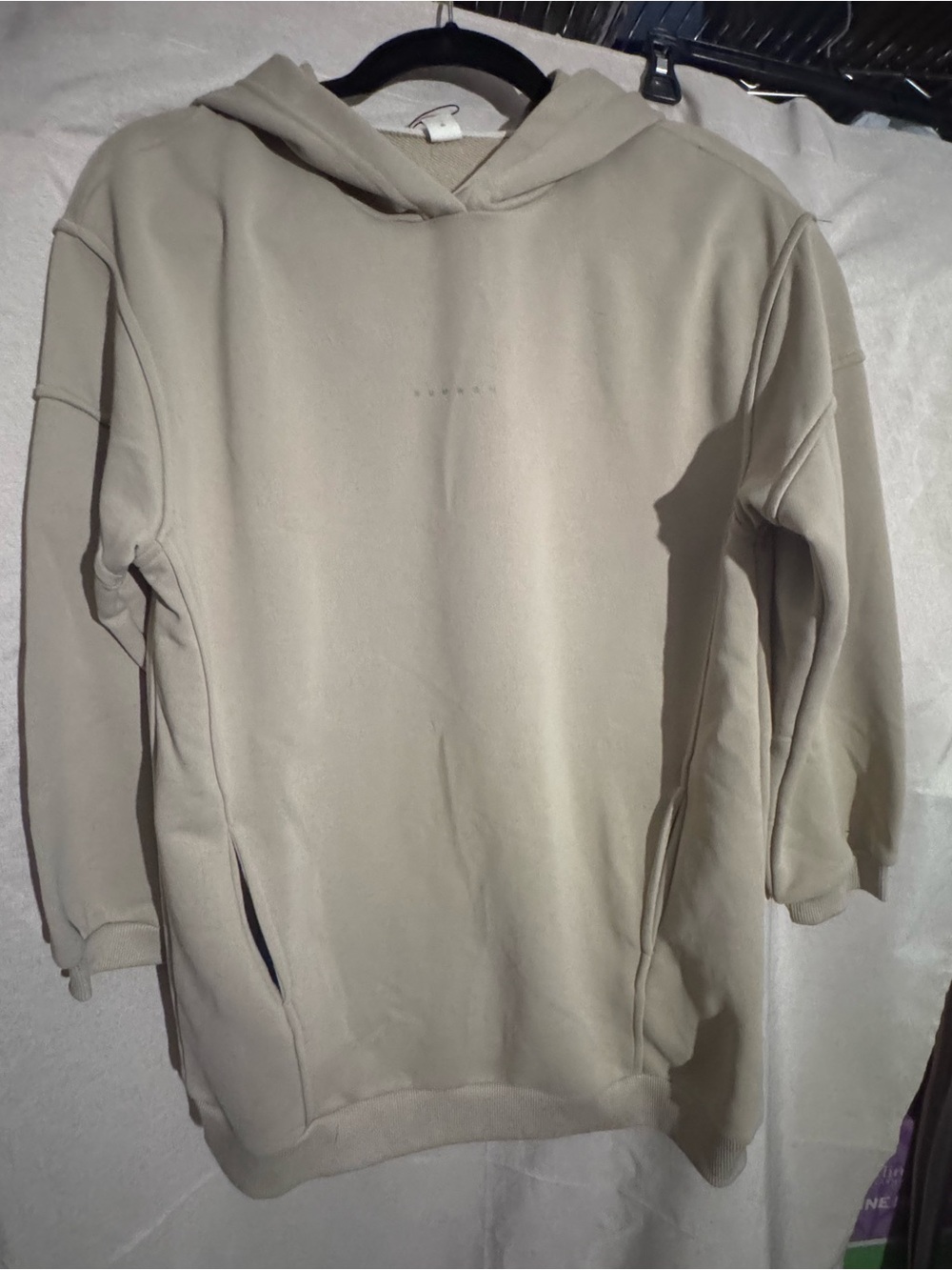 Kids youth Neutral Tan Hooded Pullover Sweatshirt size 12y